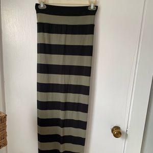 Free People Rugby Black/Olive Maxi Skirt Sz xs